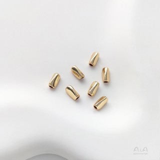 Ala-0209-高保色高品質---銅包14K真金異形石頭珠長扭珠米形隔珠手工diy珍珠手鏈耳飾品配珠