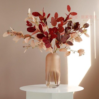 花瓶 北歐 簡約 造型花瓶 乾燥花花瓶 花瓶花插 桌面裝飾 莫蘭迪彩色尤加利葉子 仿真植物裝飾花 插花花瓶客廳擺件