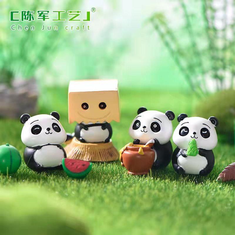 ★TA70★新款小熊貓系列微景觀園藝DIY造景配件調皮可愛吃竹子熊貓小擺件