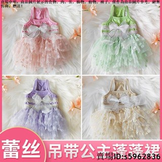 【臺灣免運】夏季薄款吊帶網紗蕾絲蓬蓬裙仙女可愛風兩腳純棉透氣狗狗衣服