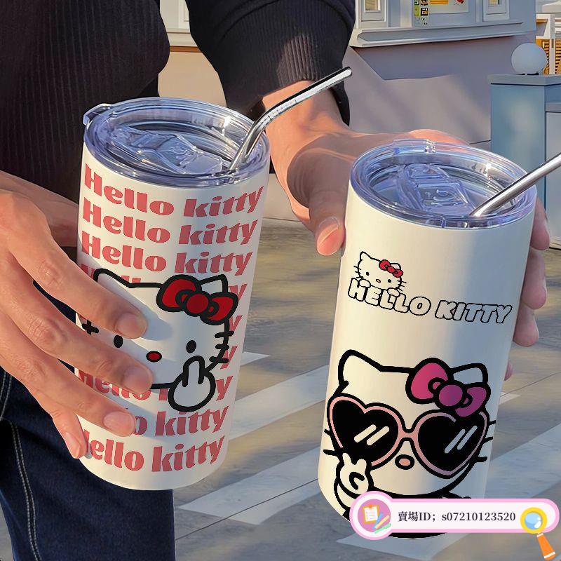 【新款】kitty凱蒂貓 不鏽鋼保溫杯 咖啡杯帶吸管杯 隨手杯 水杯網紅高顏值 保溫壺 保冰水壺