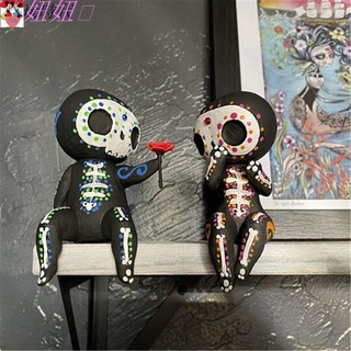 【貝迪】跨境亡靈節新品Sugar Skull Couple Figurine糖頭骨夫婦雕像可愛