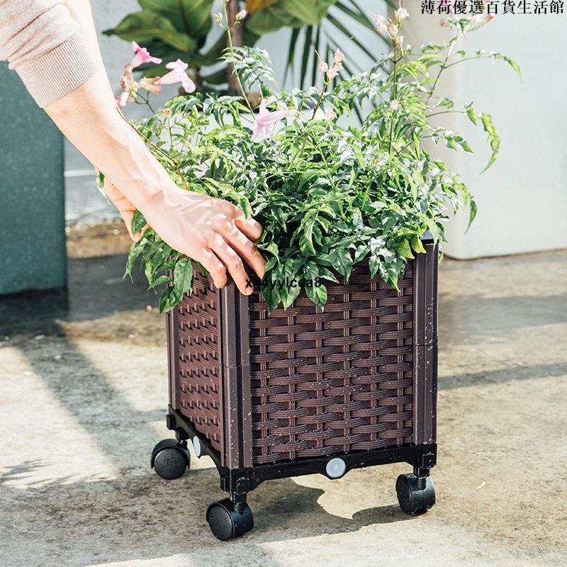 💫家居精品💫蔬菜種植箱 特大陽臺種菜盆 長方形家庭屋頂菜園塑膠花盆 深花箱 花槽 盆栽容器 多肉花盆 多肉盆器 控根