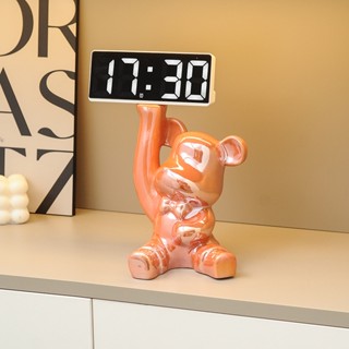 【可開發票 免運】陶瓷 暴力熊 電子時鐘 擺設 客廳裝飾 玄關擺設 鑰匙收納 家居裝飾品 交換禮物 家居裝飾