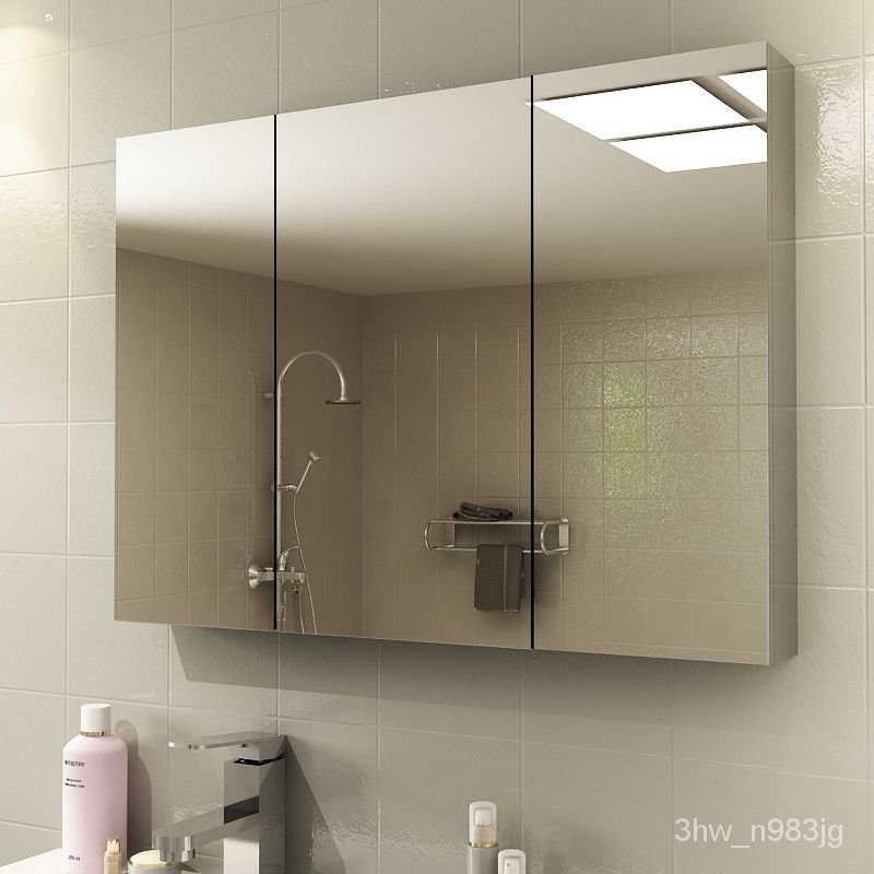 不銹鋼浴室鏡櫃 掛墻式洗手間鏡箱 厠所衛生間鏡子 帶置物架梳妝鏡 收納鏡