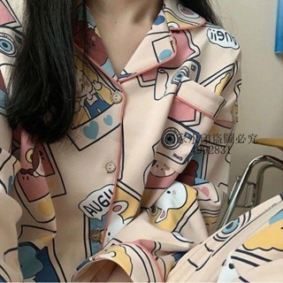 睡衣 韓版ins風新款睡衣女春秋季可愛卡通長袖學生甜美秋冬家居服套裝