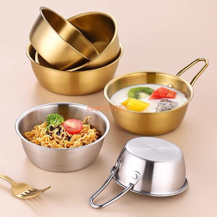 ✨新款熱銷🔥冰粉專用碗商用304不銹鋼韓式米酒碗甜品碗露營湯碗帶把水果撈碗