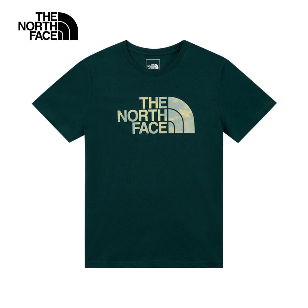 The North Face北面女款深綠色吸濕排汗暈染LOGO短袖T恤｜7QUJD7V