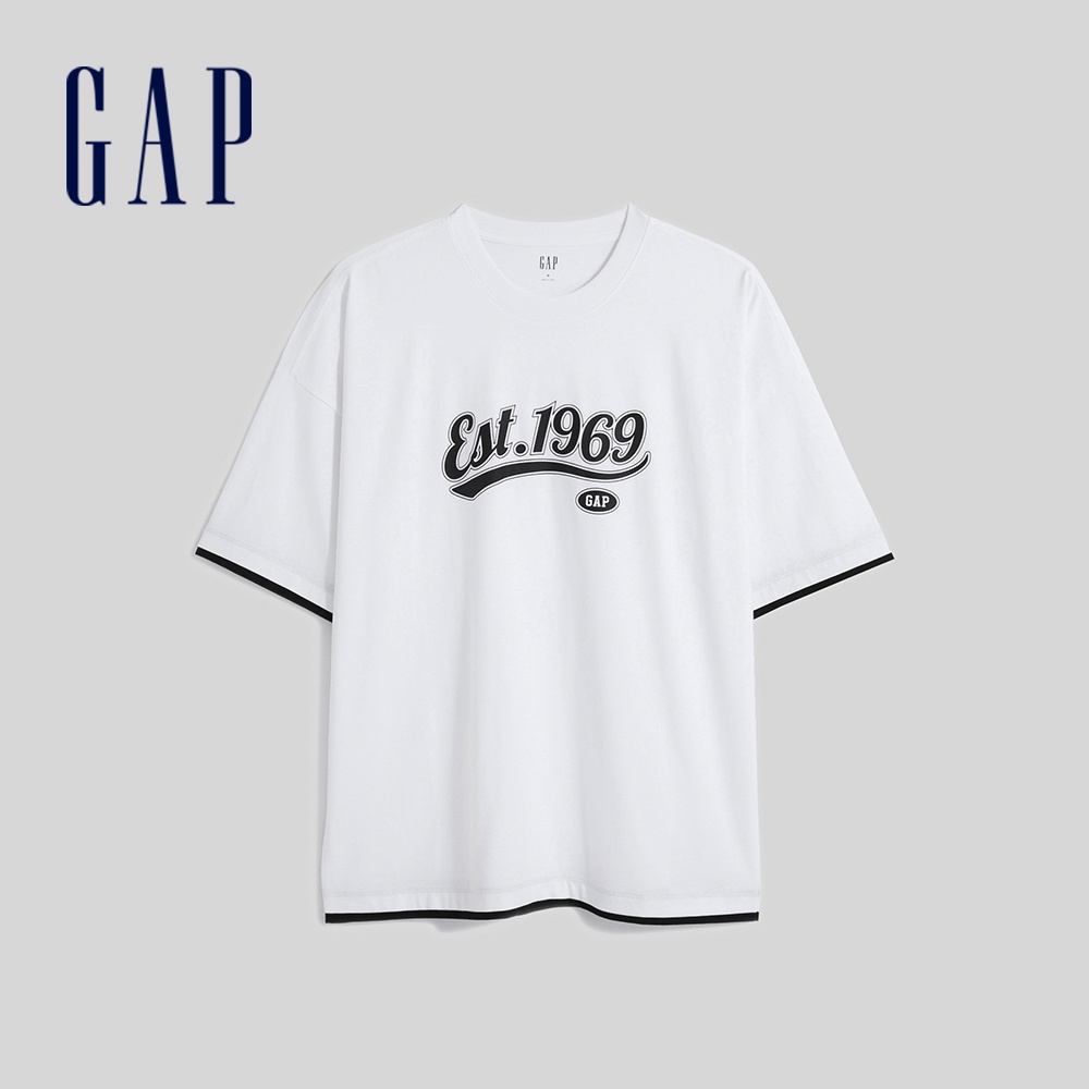 Gap 男裝 Logo印花短袖T恤 厚磅密織親膚系列-白色(602950)