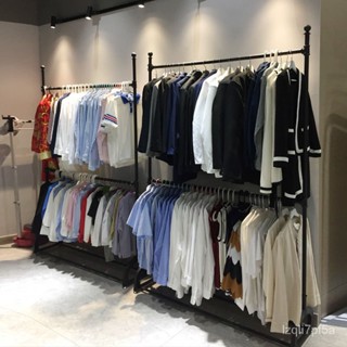 全網最低價#免運 衣架桿 晾衣架 伸縮曬衣架 服裝店展示架落地式童裝掛衣架男女裝店貨架可陞降雙層婚紗陳列架