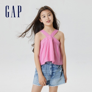 Gap 女童裝 輕薄一字領吊帶上衣-芭比粉色(664327)