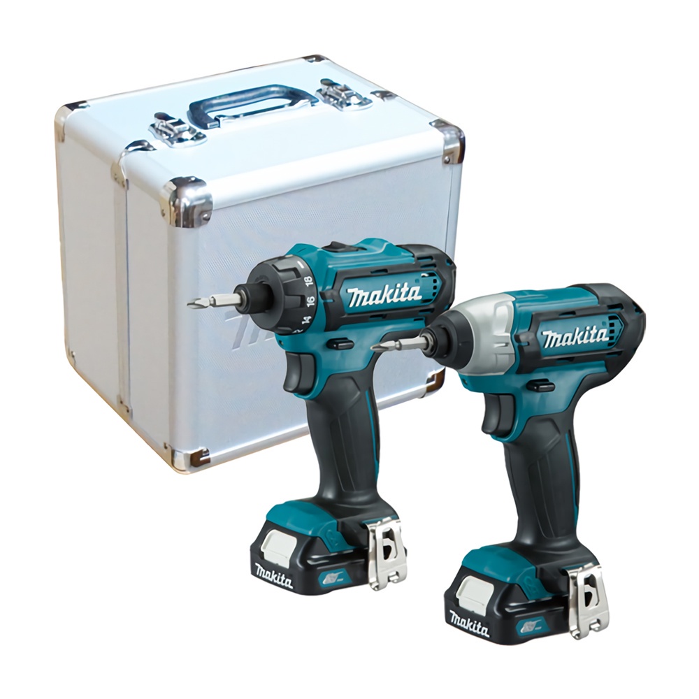 MAKITA 牧田 12V充電式起子電鑽+衝擊起子機雙主機超值套裝組(CLX200SMAX)｜ASTool 亞仕托