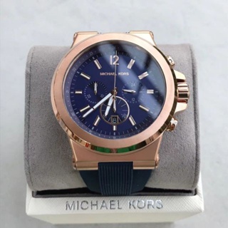 凯丽二手-Michael Kors男錶 玫瑰金橡膠錶帶三眼計時MK手錶MK