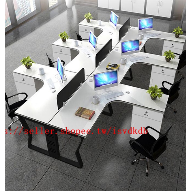 新品 代客組裝 低價l型辦公桌簡約現代員工桌椅組合辦公室6/8人位員工屏風職員桌卡座
