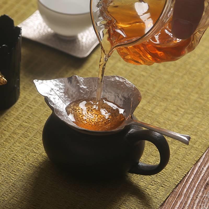 純錫樹葉茶濾 手工創意茶漏 過濾網架 耐熱功夫 銀茶具 套裝 茶道 配件 手工茶漏 純錫過濾網