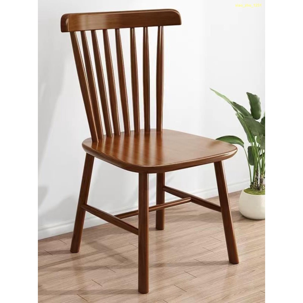 《免運/現貨》☽北歐風格全實木成人橡木整裝餐椅休閑椅書桌椅咖啡椅餐廳椅溫莎椅