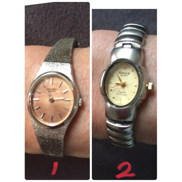 二手 早期 骨董 日本 精工錶 SEIKO 女用 石英錶 金屬錶帶 手錶 腕圍17.3cm/日本 OMAX 女手表