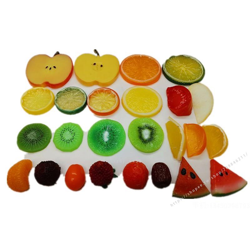 臺灣模具🍕仿真檸檬片假水果塊模型橙子切片塑料草莓西瓜片攝影道具裝飾擺件 不能吃