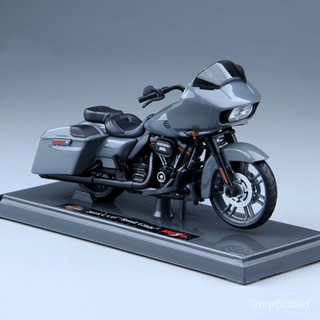【熱銷】*機車 1:18哈雷雙燈滑翔CVO模擬摩託車模型防塵展示機車玩具擺件收藏 重機 摩託車 迷你摩託車 重機模