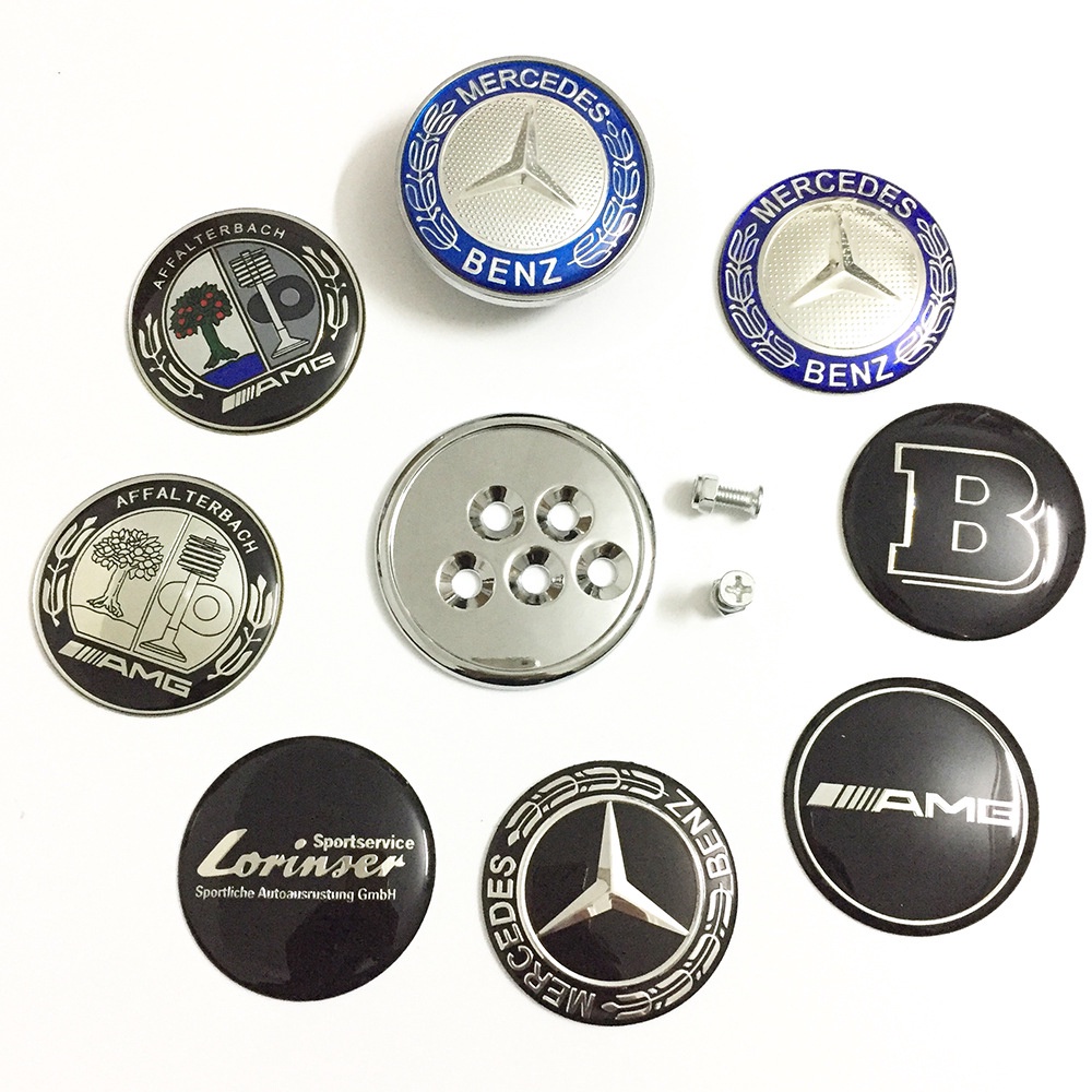 台灣發貨㊣60mm適用賓士 後標尾箱標誌 適用BENZ LOGO巴博斯改裝LORINSER黑B黑白蘋果樹彩色麥穗
