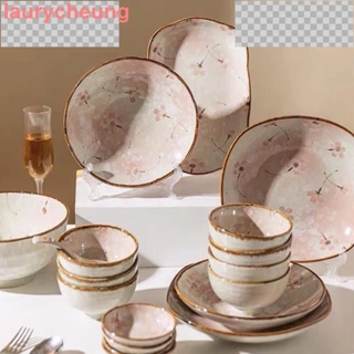 小清新櫻花陶瓷盤子 日式碗盤組 米飯碗 高質感湯碗 麵碗 魚盤 方盤 平盤 露營餐具72