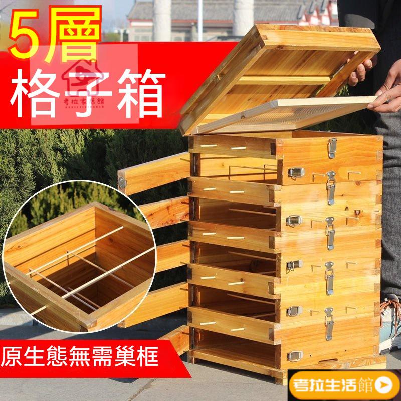 💥下殺價💥五層格子箱中蜂蜜蜂箱 蜂桶 養蜂工具箱 養蜂箱 土養 中蜂格子蜂箱 加厚杉木煮蠟中蜂土養箱 養蜂專用工具