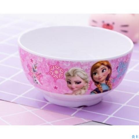 【公主】艾莎公主吃飯碗粉色家用卡通碗冰雪奇緣餐具女孩愛莎和安娜的圓碗