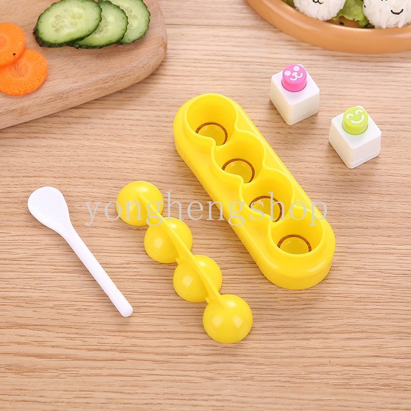 1 Set Cute Mini Spherical Rice Ball Mold with Seaweed Cutter