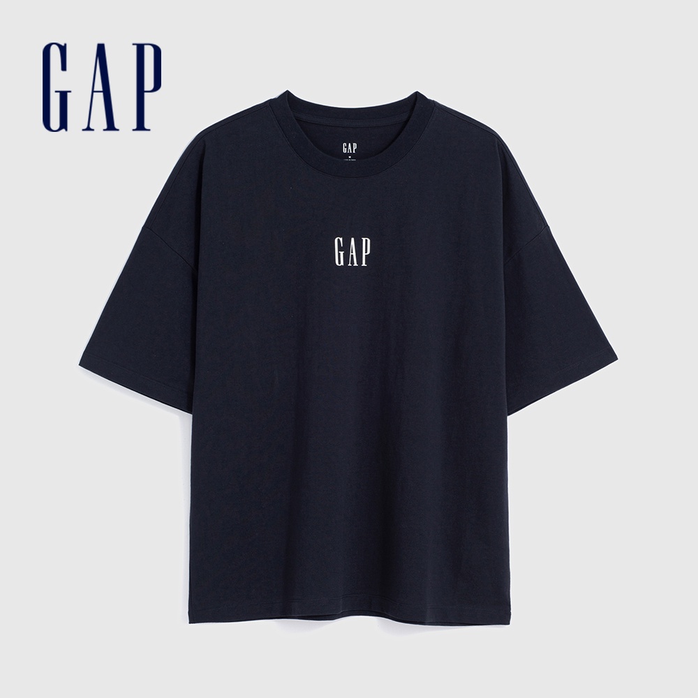 Gap 男裝 Logo短袖T恤 厚磅密織水洗棉系列-海軍藍(817257)