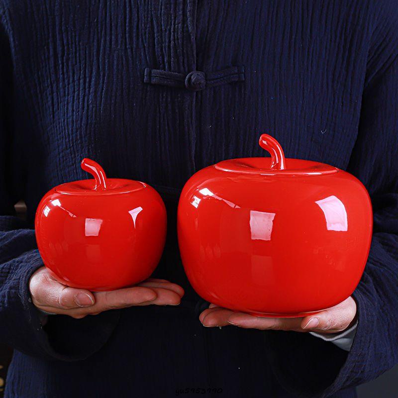 【馨怡優選】‹迷你罐› 陶瓷創意蘋果大號茶葉罐密封罐普洱家用糖果罐防潮紅綠茶儲存罐