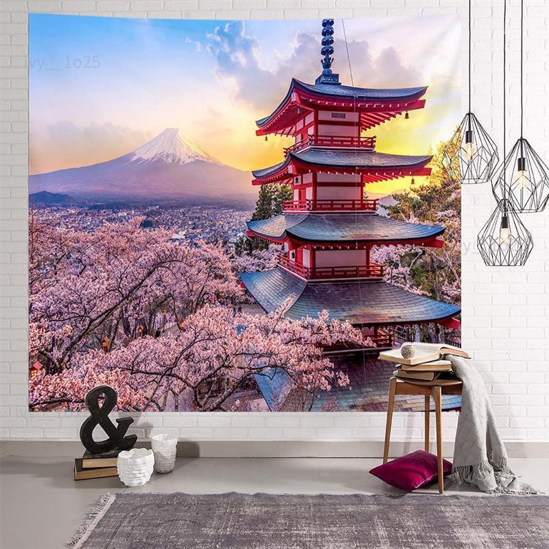 🔥爆款下殺🔥 日本富士山櫻花掛布 風景裝飾布 掛畫 風景掛毯 客廳臥室裝飾牆布 家居裝飾 裝飾掛布