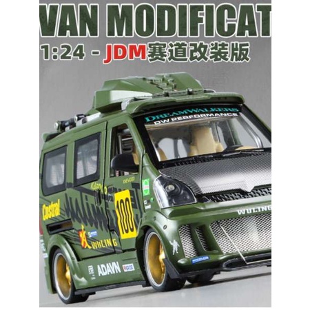 五菱麵包車玩具JDM賽道改裝版汽車模型仿真合金收藏擺件男孩1:24