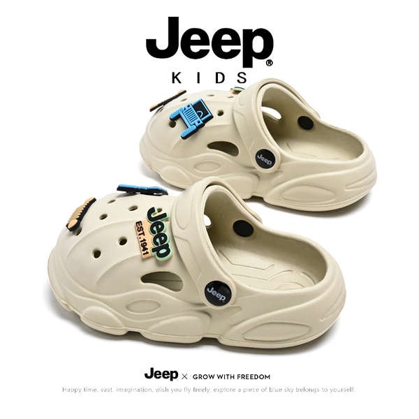 🔥現貨快發🔥 jeep兒童洞洞鞋男童涼拖鞋吉普男孩新款包頭涼鞋外穿防滑沙灘鞋潮