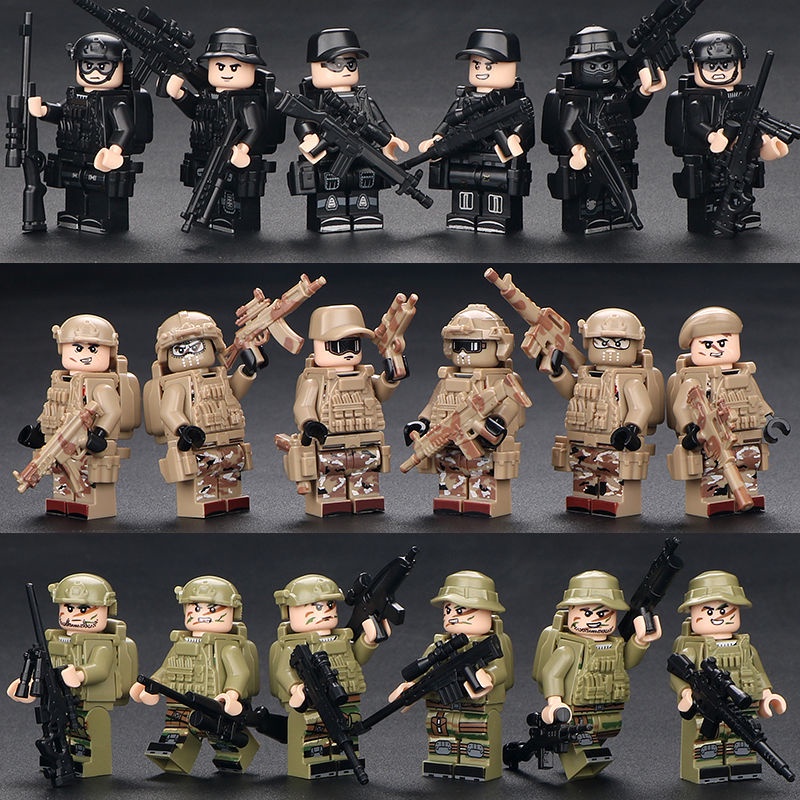 【進口LEGO相容】兼容樂高積木幽靈特警人仔軍事特種兵士兵警察小人偶兒童拼裝玩具