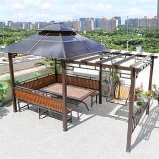 【廠傢直銷 戶外免運】葡萄架遮陽棚涼亭戶外庭院別墅花園簡易鐵藝防腐木子涼庭農莊亭子 CKGG