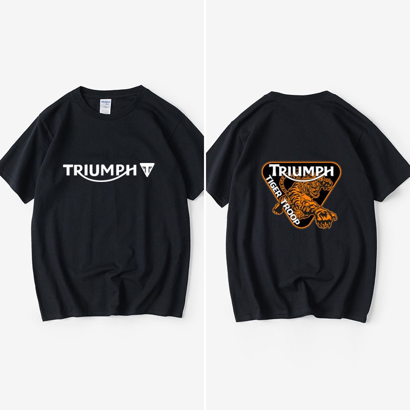 凱旋Triumph攀爬者機車675摩托車T恤短袖黑色衣服女男圓領大碼寬