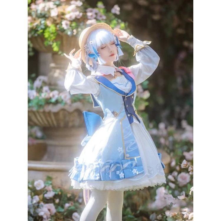 原神cos服神里綾華花時來信cosplay鞋子假發扇子c服游戲公主裙式