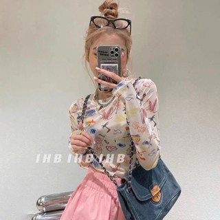 網紗 疊穿 打底衫💕 夏季防曬衣冰絲長袖t恤女泫雅風網紗打底衫夏季薄款內搭上衣ins潮 女生上衣 內搭