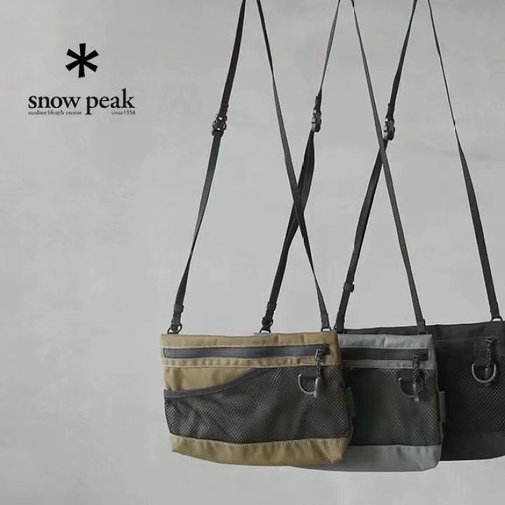 Snow Peak 雪峰包 戶外 露營 拼接 網兜 尼龍 斜背包 側背包 男女情侶款 單肩包 便攜包
