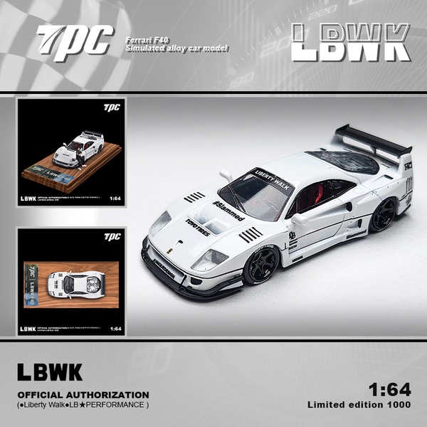 TPC 1/64小車 LBWK授權產品F40 合金車 ，白色。 合金 汽車模型預