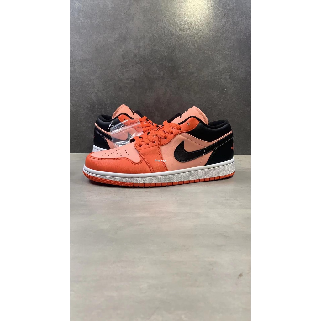 Air Jordan 1 Low 粉橙黑 拼色 經典 休閑滑板鞋 DM3379-600