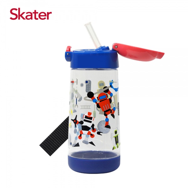 (日貨)Skater PET吸管水壺/隨身瓶/冷水壺/水壺(480ml)-機器戰士 墊腳石購物網
