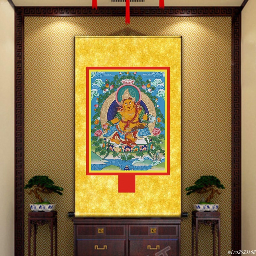 桃園發貨#藏傳佛教密宗唐卡黃財神蓮花生綠度母白度母釋迦牟尼佛像裝飾掛畫