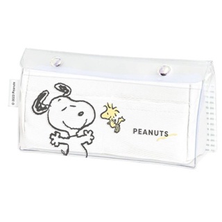 【現貨】小禮堂 Snoopy 透明扣式三角筆袋 (張手款)