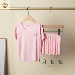 小蜜蜂童裝 女童睡衣 女童居家服夏季兒童空調服套裝男女童面膜T睡衣透氣家居寶寶夏款薄款冰絲