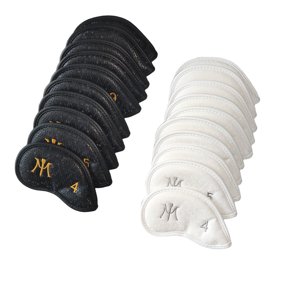 現貨  Miura高爾夫鐵桿套蜂巢紋立體材質10只裝通用型黑白雙色Golf杆套