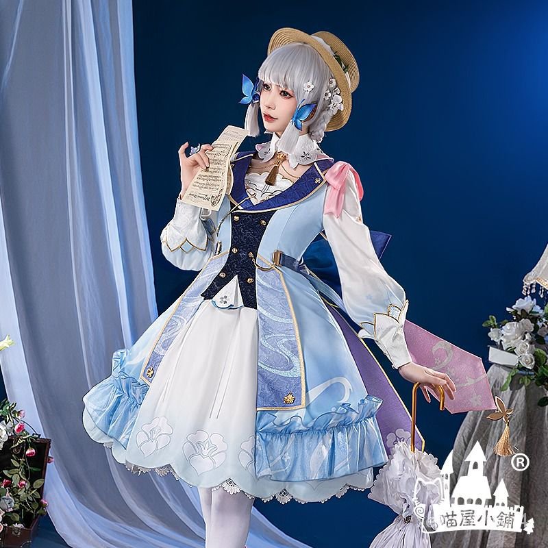 原神cos神裏綾華 花時來信cosplay服裝洋裝lolita裙子全套送帽子 cos服 cosplay.fm❤