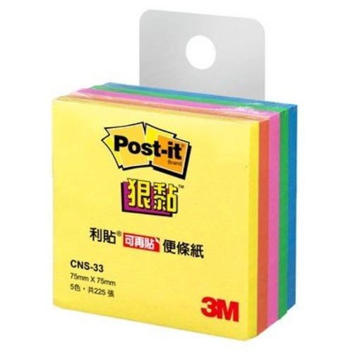 3M™ Post-it® 利貼® 狠黏™ 便條紙 CNS-33 五色 墊腳石購物網