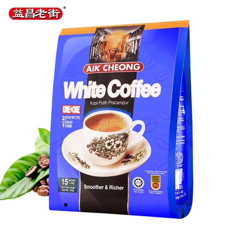 【99免運】馬來西亞進口益昌老街無蔗糖添加二合一速溶白咖啡粉450g袋裝