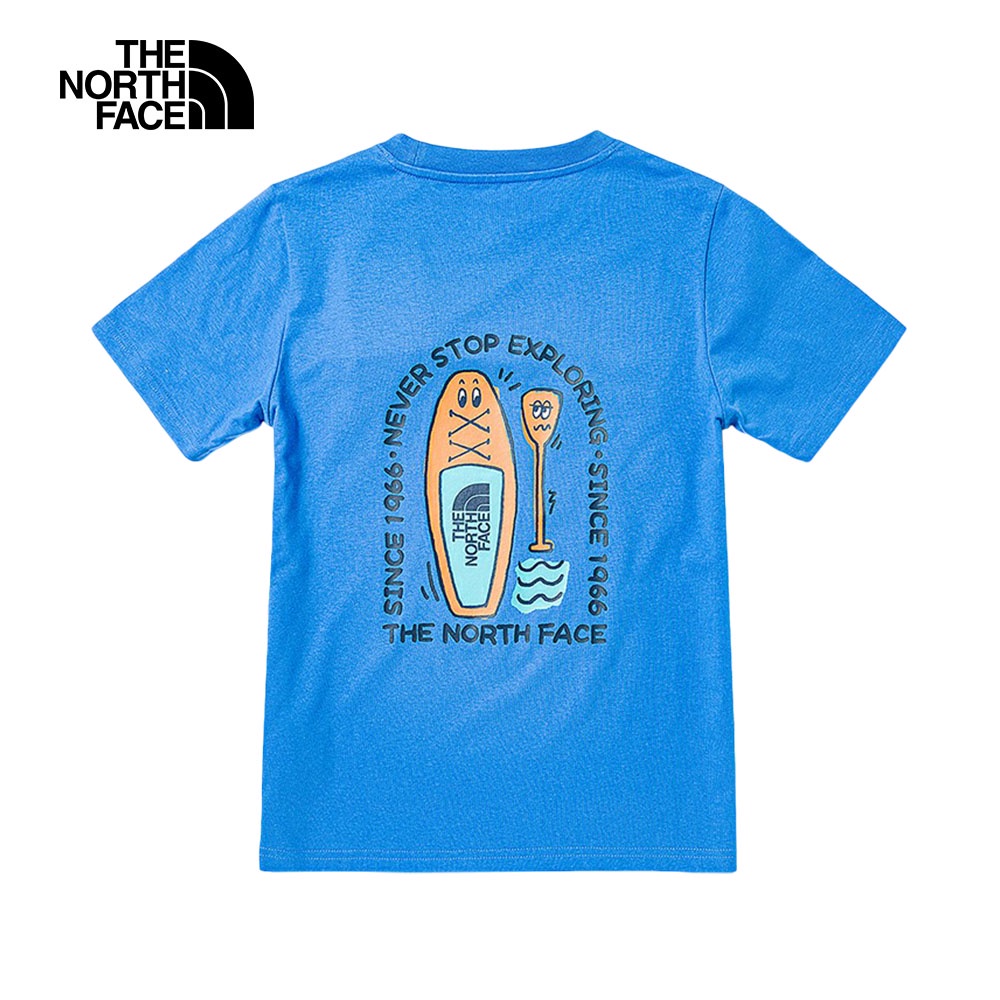 The North Face北面兒童藍色吸濕排汗水上元素印花短袖T恤｜8758LV6